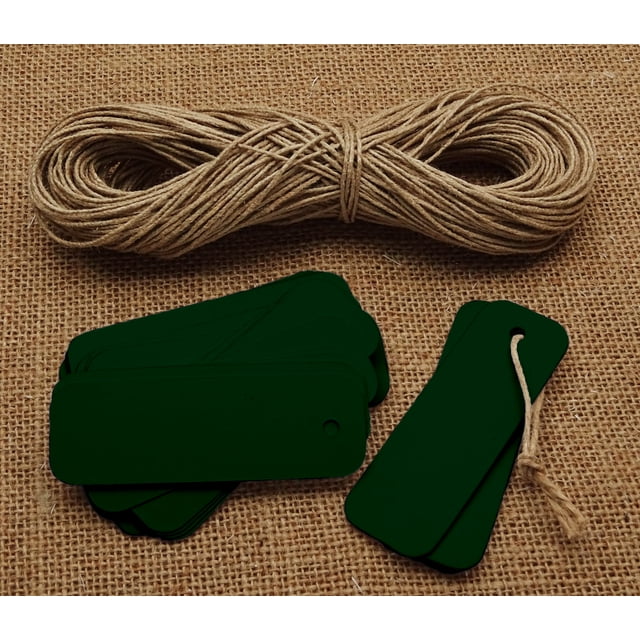 100 Pcs Rectangular Shape Blank Tags Bonbonniere Wedding Favor Hang Tag with Free Natural Jute Twine - Colours Available