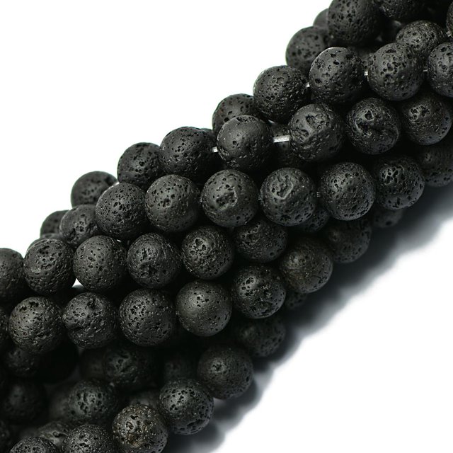 Piedras preciosas sueltas Hugo negras volcánicas redondas 12mm Strand 15