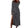 thumbnail image 2 of Conairie Flowy Dress for Women Stripes Print Crew Neck Loose Elegant Long Sleeve Dress Lightweight Spring Fall formal Dresses Black M, 2 of 5