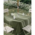 thumbnail image 2 of Outdoor Tablecloth with Umbrella Hole, Sage Green Striped Spillproof Waterproof Outdoor Table Cover, Modern Abstract Art Wave Moire Gradient Patio Tablecloths for Party/Garden/Picnic, Square 54"x54", 2 of 9