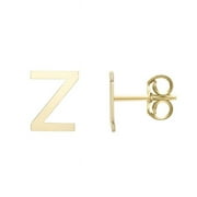14K Yellow Gold Polished Initial Z Earring with Push Back Clasp