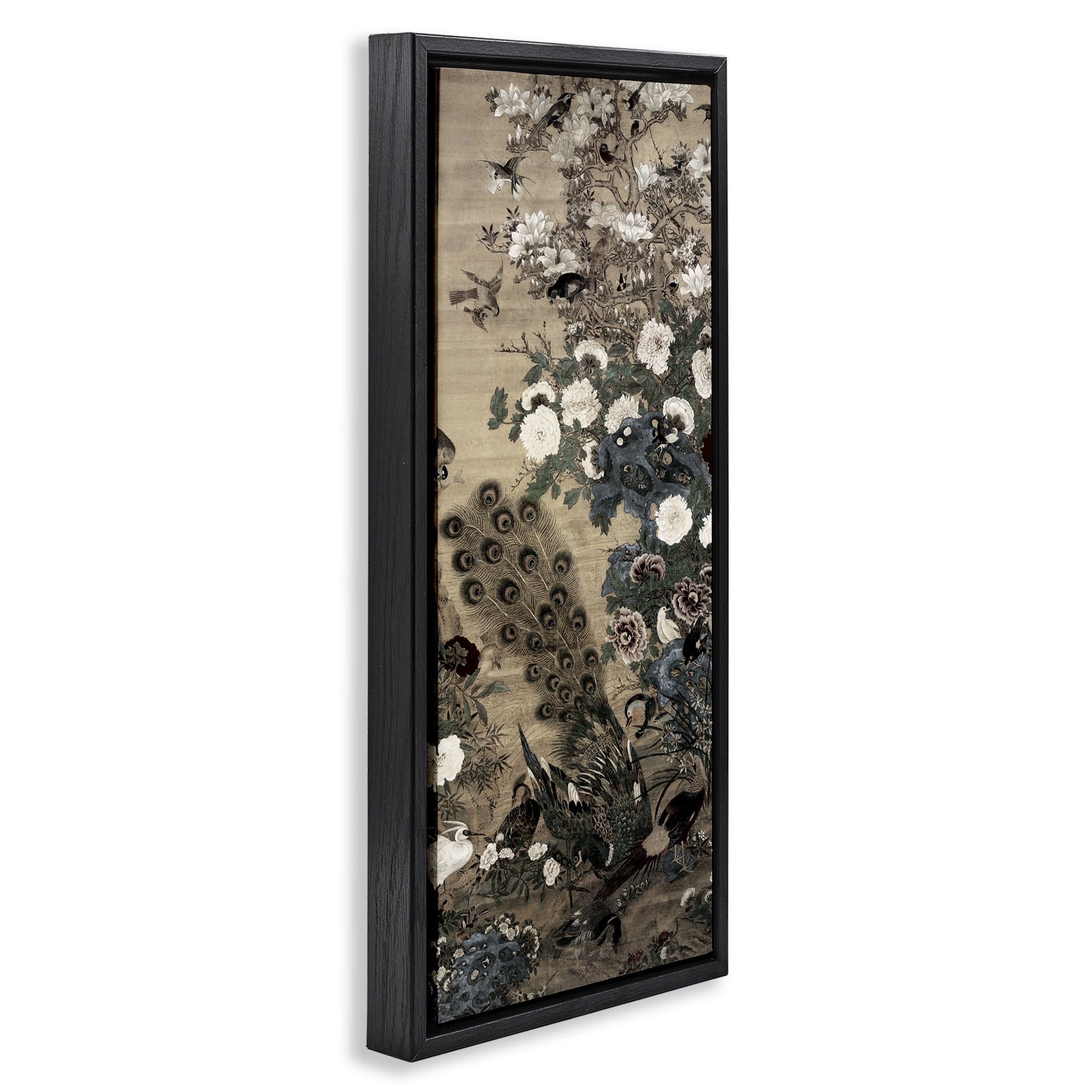 Ornate Silk And Moonlight Black Framed Floater Canvas Wall Art, design by Vintage Hustle