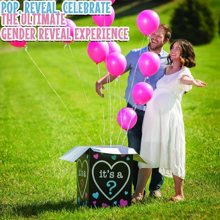 Fun Express Gender Reveal Baby Balloon Box, 17x17x24 Inches, for