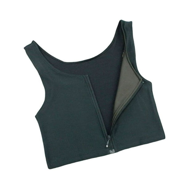 enqiretly Woman Flat Chest Binder Portable Washable Breathable Solid Color  Flexible Elastic Sweat Absorbent Breast Binders Vest Corset Black S 