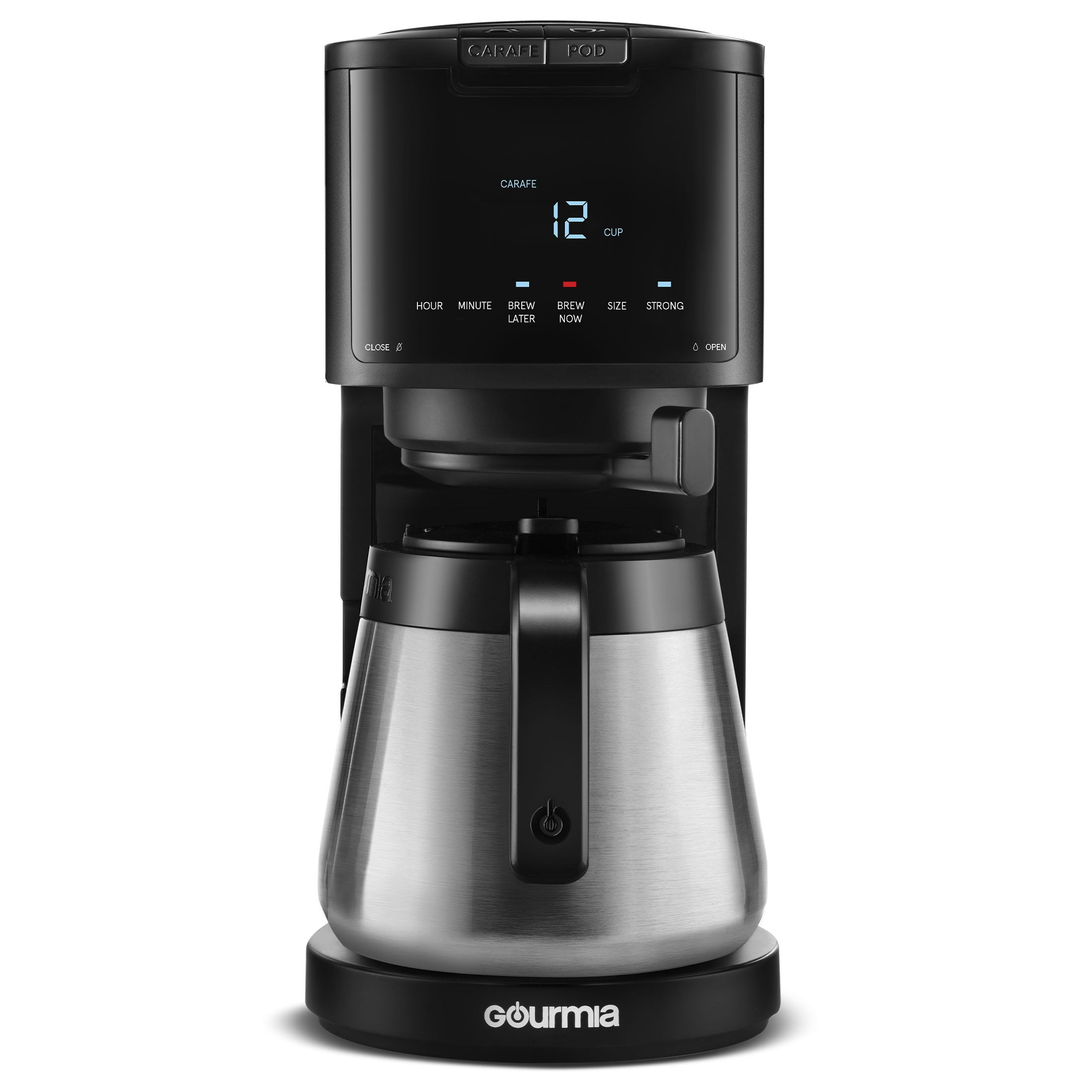 Coffee Machine, Gourmia 2-in-1 Single Serve Pod + 12-Cup Coffee Maker with  Adjustable Up To 4-Hour Keep Warm