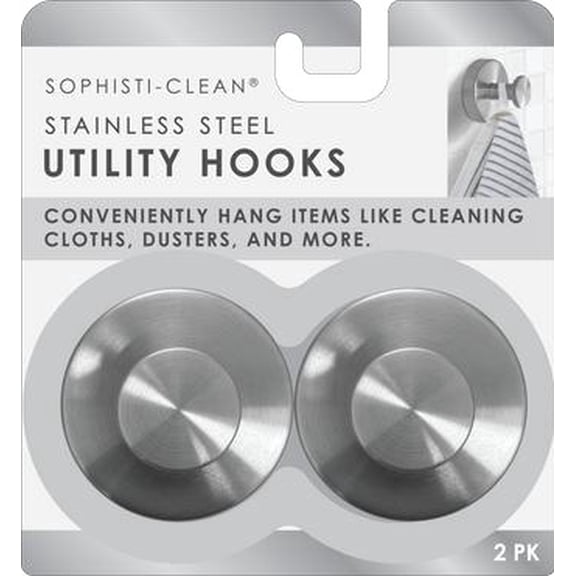 Sophisti-Clean Stainless Steel Utility Hooks, 2 Pack