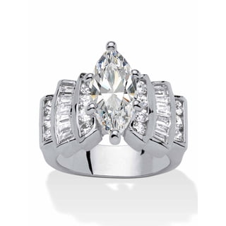 Marquise Cut Cubic Zirconia Ring – 925 Silver Plated, Sizes 6-10, Women's Gift