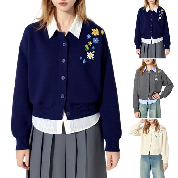 Lovzfmll Cardigan Sweaters for Women, Casual Loose Sweater Tops Outerwear Women Fall Clothes Ribbed Back-to-School Early Fall Fashion