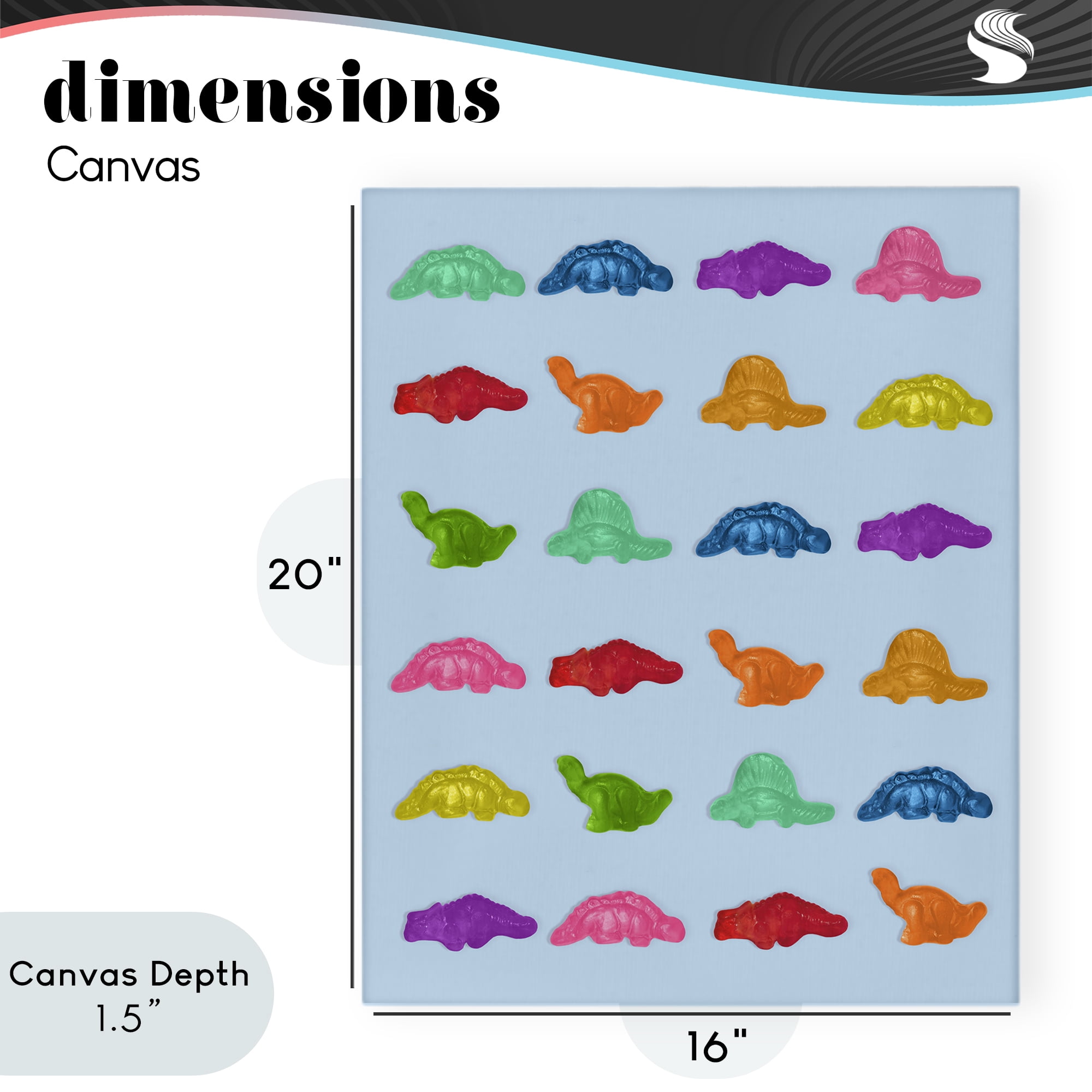Stupell Industries Colorful Dinosaur Gummies Canvas Wall Art, design by LISH Creative