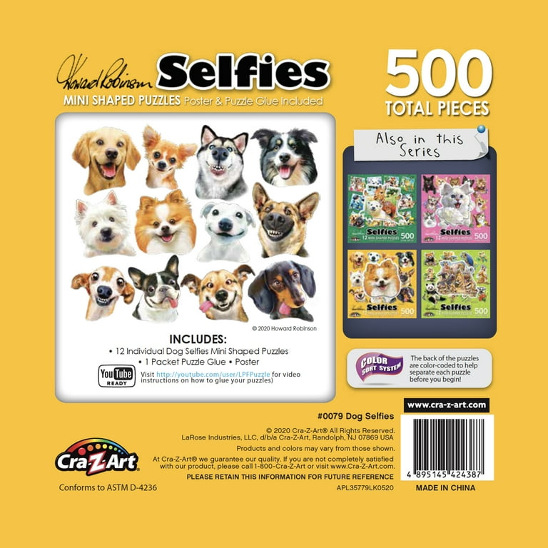 Cra-Z-Art Multi-Shaped 500-Piece Dog Selfies Jigsaw Puzzle