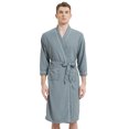 thumbnail image 3 of Couple's Waffle Knit Robes Lightweight Full-Length Spa Robes For Women Kimono Bathrobe Fast-Drying, 3 of 6