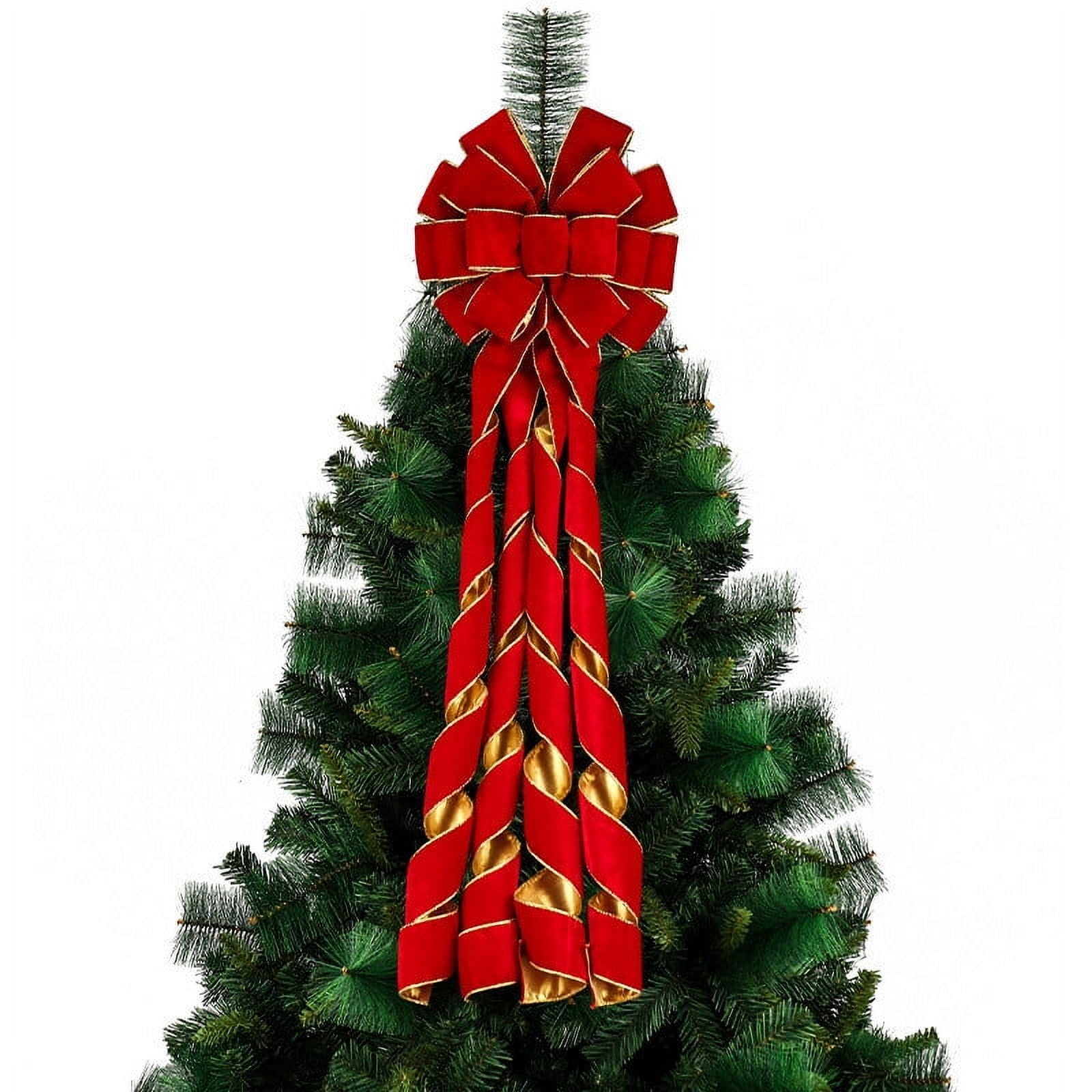 Christmas Velvet Ribbon Wired, 5.5 Yards 2.5 Inch Wide Double Faced Velvet Glitter Ribbon for Christmas Tree Garland, Gift Wrapping, Wreath Bow, Outdoor Decoration