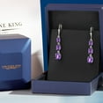 thumbnail image 5 of Gem Stone King 925 Sterling Silver Purple Amethyst 3 Stone Dangle Earrings for Women (4.80 Cttw, Gemstone February Birthstone, Oval Checkerboard 8X6MM, 7X5MM and 6X4MM), 5 of 6