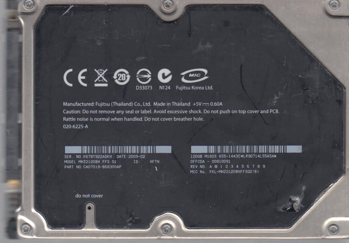 MHZ2120BH FFS G1, PN CA07018-B68300AP, Fujitsu 120GB SATA 2.5 Hard