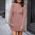 thumbnail image 1 of EGNMCR Chandail à Col Roulé pour Femmes, Chandails pour Femmes Chandail d'Automne et d'Hiver pour Femmes Décontracté Ample Chaud Couleur Unie Manches Longues Col Rond Robe Chandail à Manches Longues pour Femmes Chandail, 1 of 5