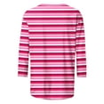 thumbnail image 5 of Women's Striped Plus Size Tshirts 3/4 Sleeve Colorblock Trendy Tops Casual Tees for Fall Spring Summer (XL, Hot Pink), 5 of 6
