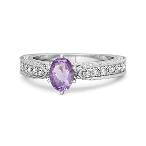 Mooneye Accents 1.50Ct Amethyst Solitaire Engagement Women Ring 925 Sterling Silver