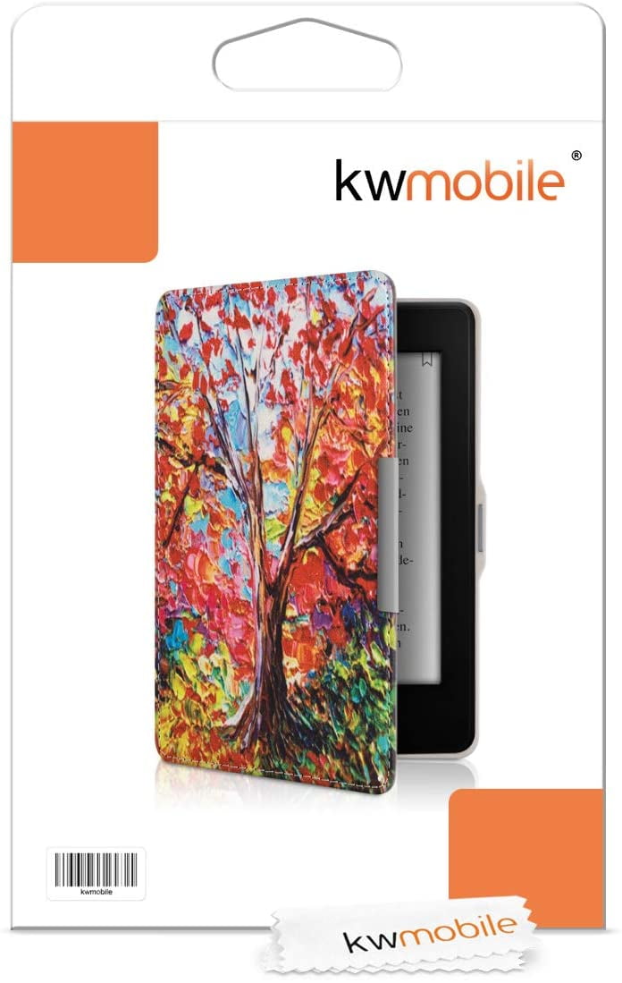 Travel Black/Multicolor Case PU e-Reader Cover kwmobile Case Compatible with  Kindle Paperwhite 