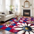 thumbnail image 3 of Red Blue Plaid USA Flag Flower Washable Area Rug 5 x 8 ft Independence Day, Soft Non Slip Rugs Stain Repellent Indoor Felt Carpet for Living Dining Room Bedroom Home Office, 3 of 9