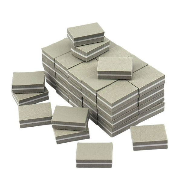 Qarigey Mini limas de pulido de 50 piezas, bloque de manicura, esponja colorida para pulir uñas, herramientas de pulido, cuidado de la salud Arte de uñas Gris