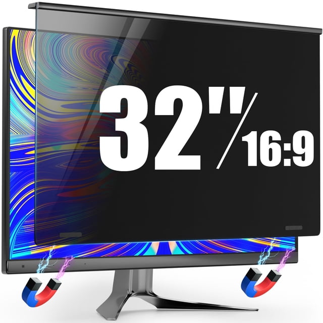 Magnetic 32 Inch Privacy Screen for Frameless Computer Monitor 16:9 Aspect Ratio,Hanging Blue Light Screen Protector Eye Protection Anti-Spy Shield,