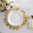 Efavormart 10 Pack Metallic Gold Sheer Organza Round Placemats with Swirl Foil Floral Design, 13 ...