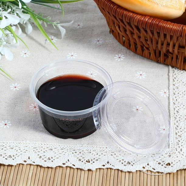 Taza De Salsa De Plástico, Taza De Salsa Transparente 4 Tamaños Para Delicatessen Para Restaurantes Para El Hogar