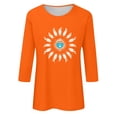 thumbnail image 4 of Wanfds Orange Ladies Tops Spring Fashion Crew Neck Three-Quarter Sleeve Top S, 4 of 5