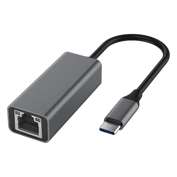 Type-C to Ethernet Adapter Type-C to RJ45 Interface Converter for All Kinds of Laptops Grey
