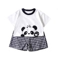 thumbnail image 2 of SGFCWSX Boys Girls 2 Piece Outfits Graphic Short Sleeve T-Shirt and Gingham Plaid Shorts Summer Casual Clothes Set for Kids Black Size 4T, 2 of 7