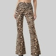 thumbnail image 2 of felwors Women's High Waist Leopard Print Flare Pants - Stretchy Bell Bottom Trousers for Casual, Party & Daily Wear Coffee, M, 2 of 6