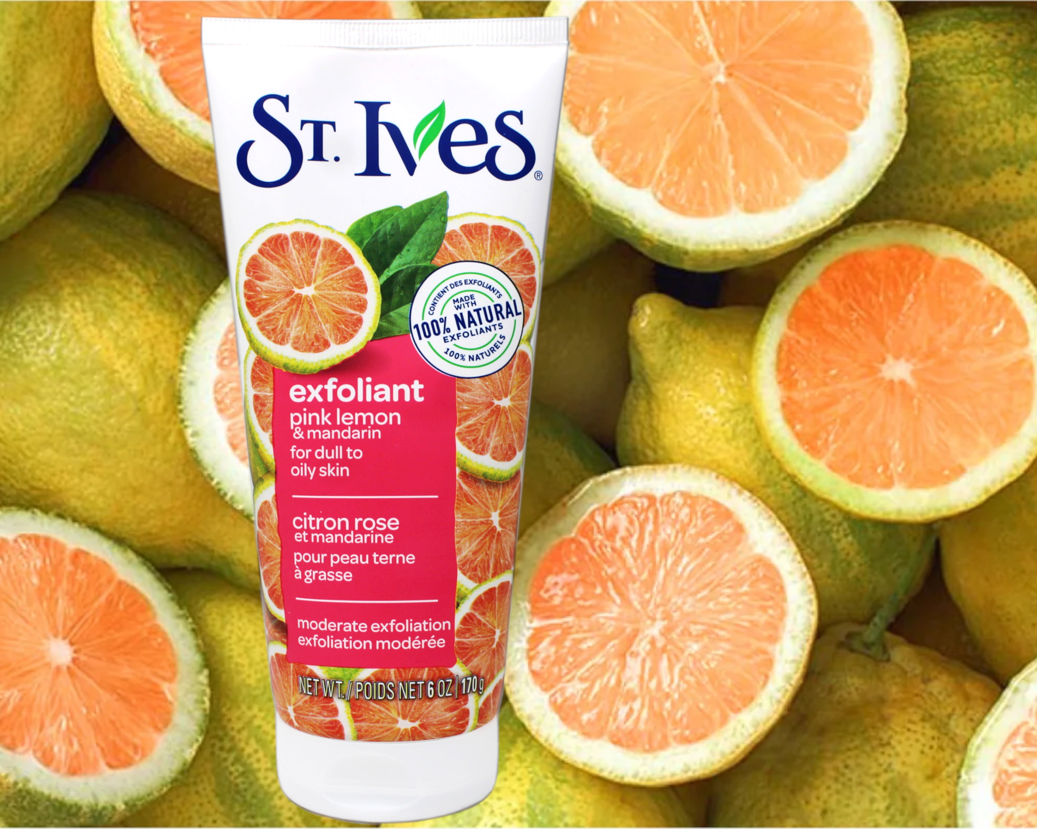Pack of (4) St Ives Scrub, Even And Bright Pink Lemon And Mandarin Orange 6 Ounce