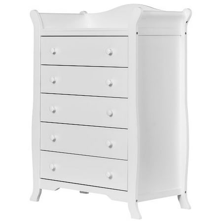 Dream On Me Alissa 5-Drawer Sleigh Chest White, Box 1 of 2