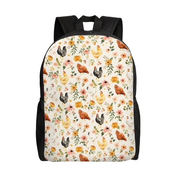 Cute Chicken Backpack Full Front Print Travel Laptop Bag for Men and Women
