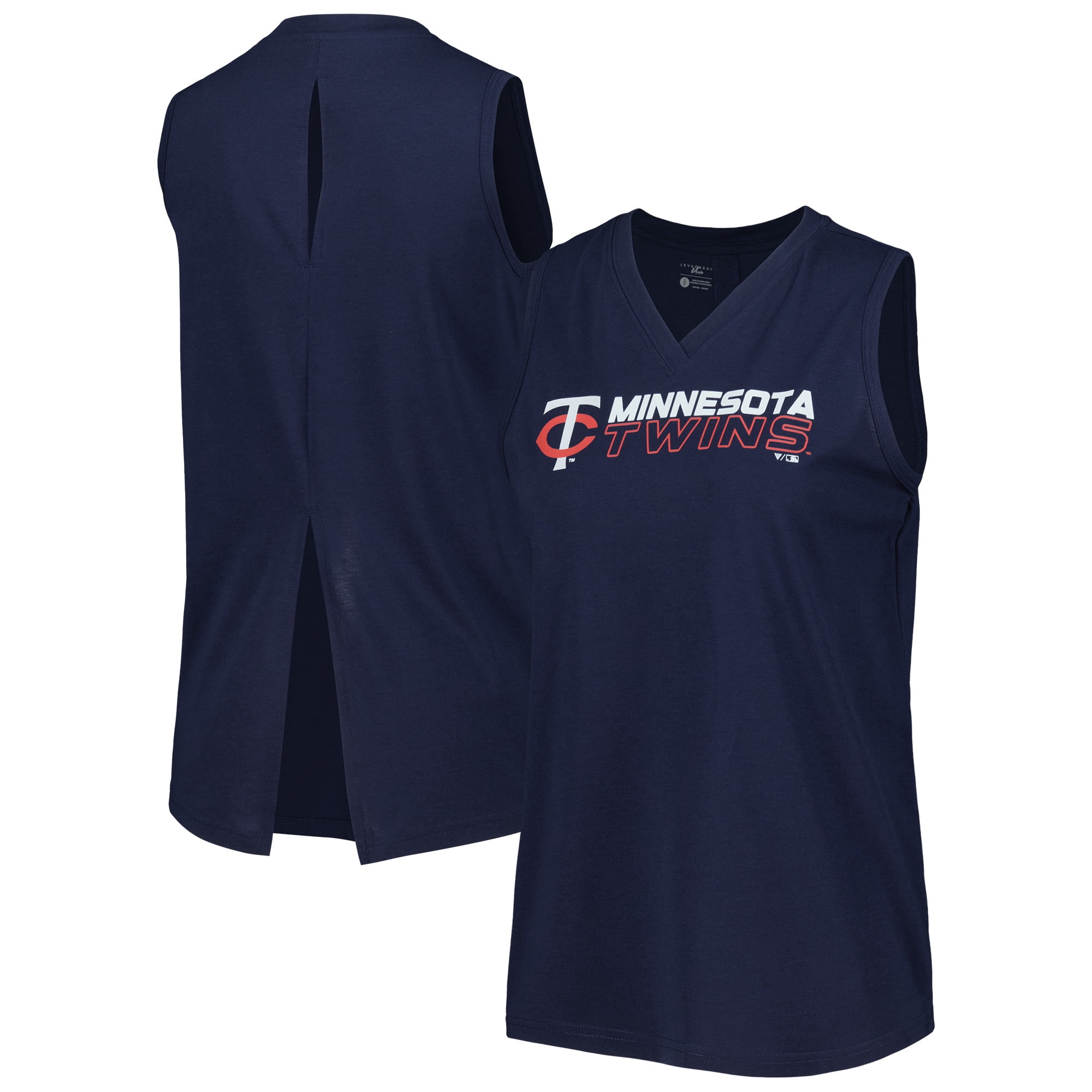Women's Levelwear Navy Minnesota Twins Paisley Chase V-Neck Tank Top