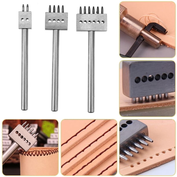 6 mm Round Punch Prong Cincelel Craft Leather Spacing Hooling Herramientas Instrumento de perforación de acero inoxidable para zapatero
