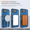 thumbnail image 3 of Magnetic Case for iPhone 16e with Stand, Mag-Safe Compatible, with Kickstand & Lanyard Strap, Military Drop Protection Camera and Screen Guard Rugged Phone Cover for iPhone 16e, Darkblue, 3 of 9