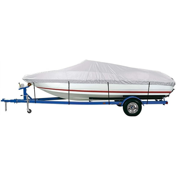 iCOVER Trailerable Boat Cover, Waterproof Heavy Duty Marine Grade Canvas 17ft-19ft Long and 96" Wide