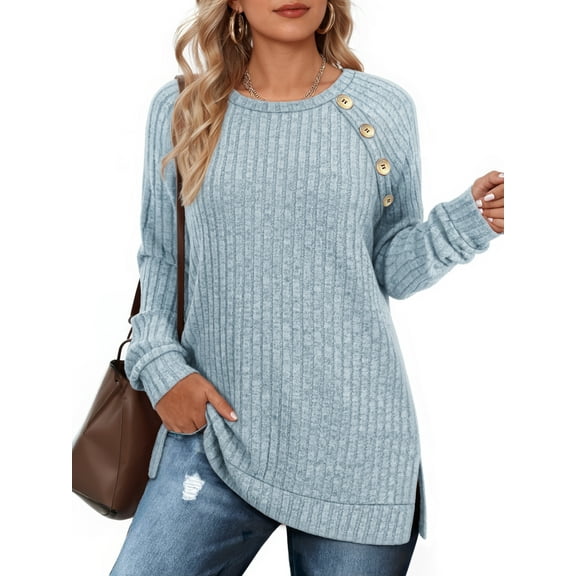 OALUXE Long Sleeve Shirts for Women Casual Tunic Tops Loose Fit Dressy Lightweight Sweaters