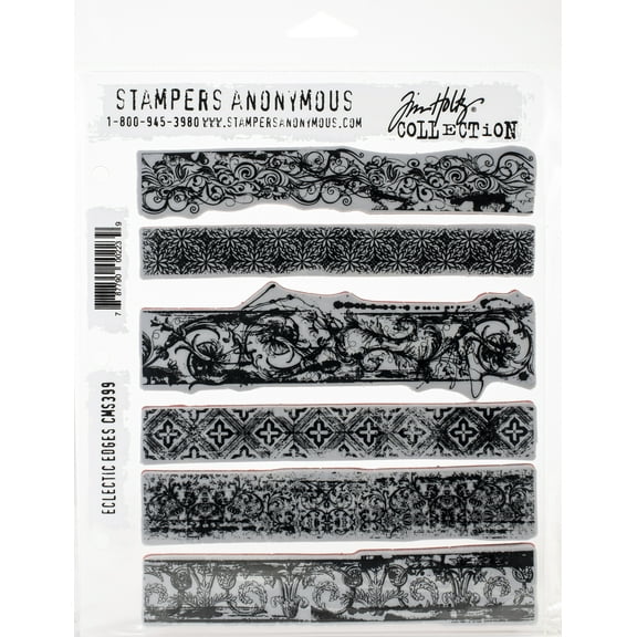 Tim Holtz Cling Stamps 7" x 8.5", Eclectic Edges
