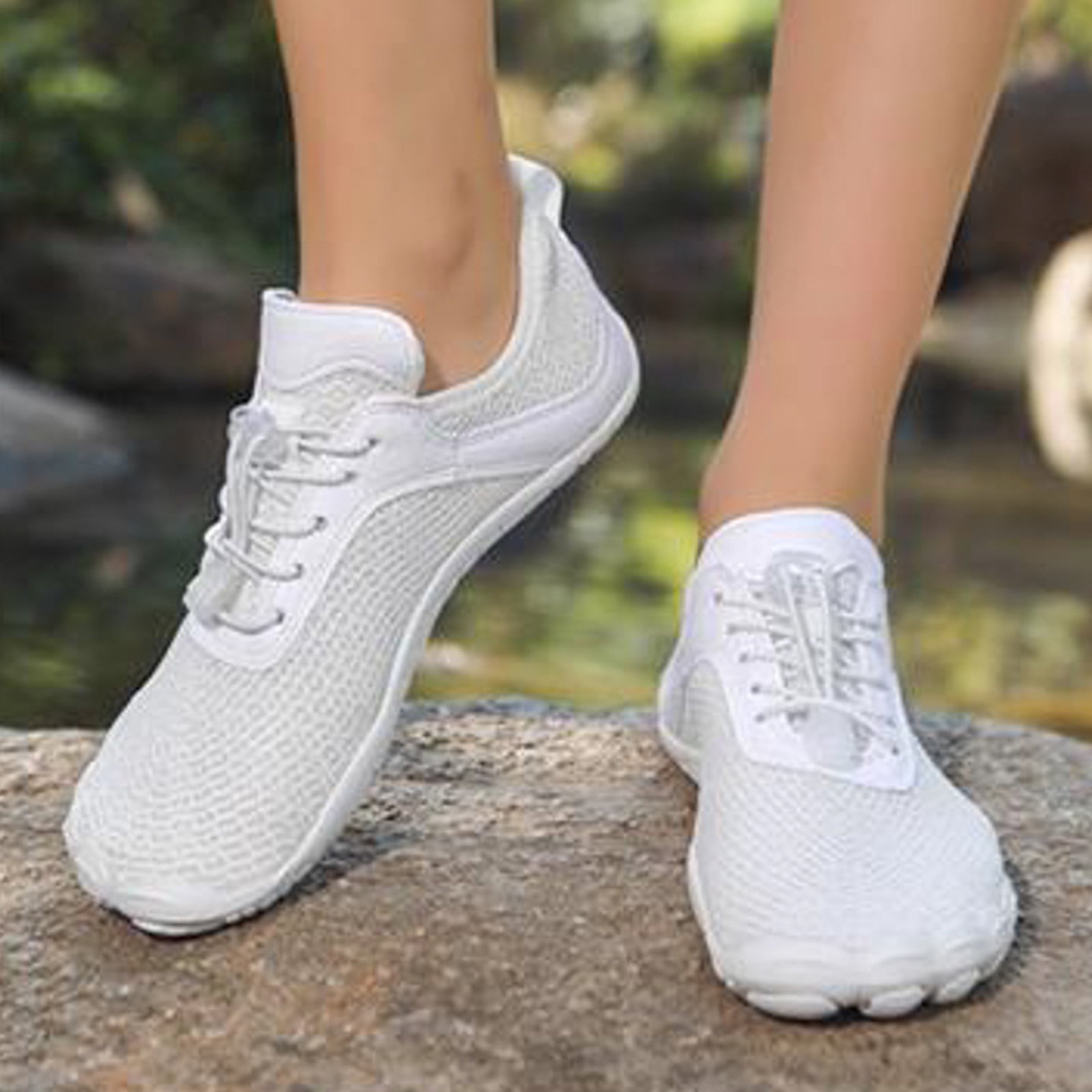 Mepaouo Women Men Water Shoes Quick Dry Barefoot Aqua Sport Hiking Diving Walking Shoes(White,11)