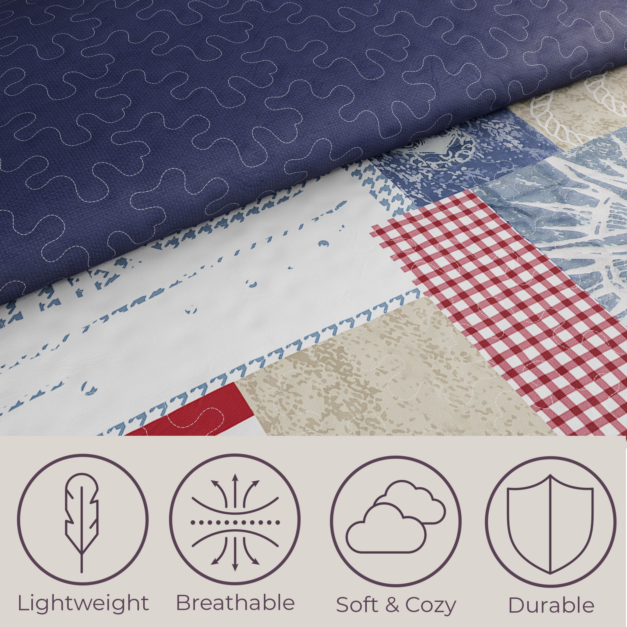 Lavish Home 3-Piece Quilt Set - Full/Queen Nautical Blanket and Shams