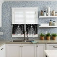 thumbnail image 6 of Christmas Kitchen Curtains and Valances Set, Rod Pocket Curtains Tier Farmhouse Window Curtains 24 Inch Length, Xmas Pine Tree Winter Snowflake Ball Black 3 Piece Kitchen Curtains Set, 6 of 6