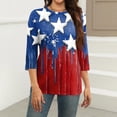 thumbnail image 3 of HAVUITYY Independence Day 3/4 Sleeve Sweaters for Womens, Plus Sized Fashion Flag Printed Crew-Neck Pullover, Women's Spring Going Out Tops for Gifts & Wear, 3 of 5