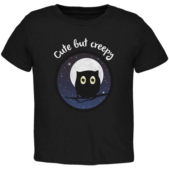 Owl Creepy But Cute Night Toddler T Shirt Black 3T