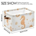 thumbnail image 4 of Yayeee Canvas Storage Basket with Handles for Shelves Fabric Bins Closet Organizer, White Seahorse, 4 of 8