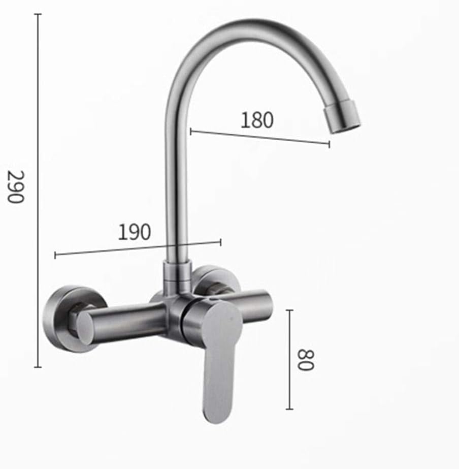 Wall-mounted wall-mounted, hot and cold, 304 stainless steel, kitchen, sink, balcony laundry pool, double hole, faucet