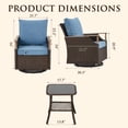 thumbnail image 4 of Vicluke 3 Piece Outdoor Swivel Chair Set, Wicker Patio Bistro Set with Thick Cushions and Coffee Table, Patio Furniture Conversation Set for Deck, Yard, Garden, Poolside, Blue, 4 of 7