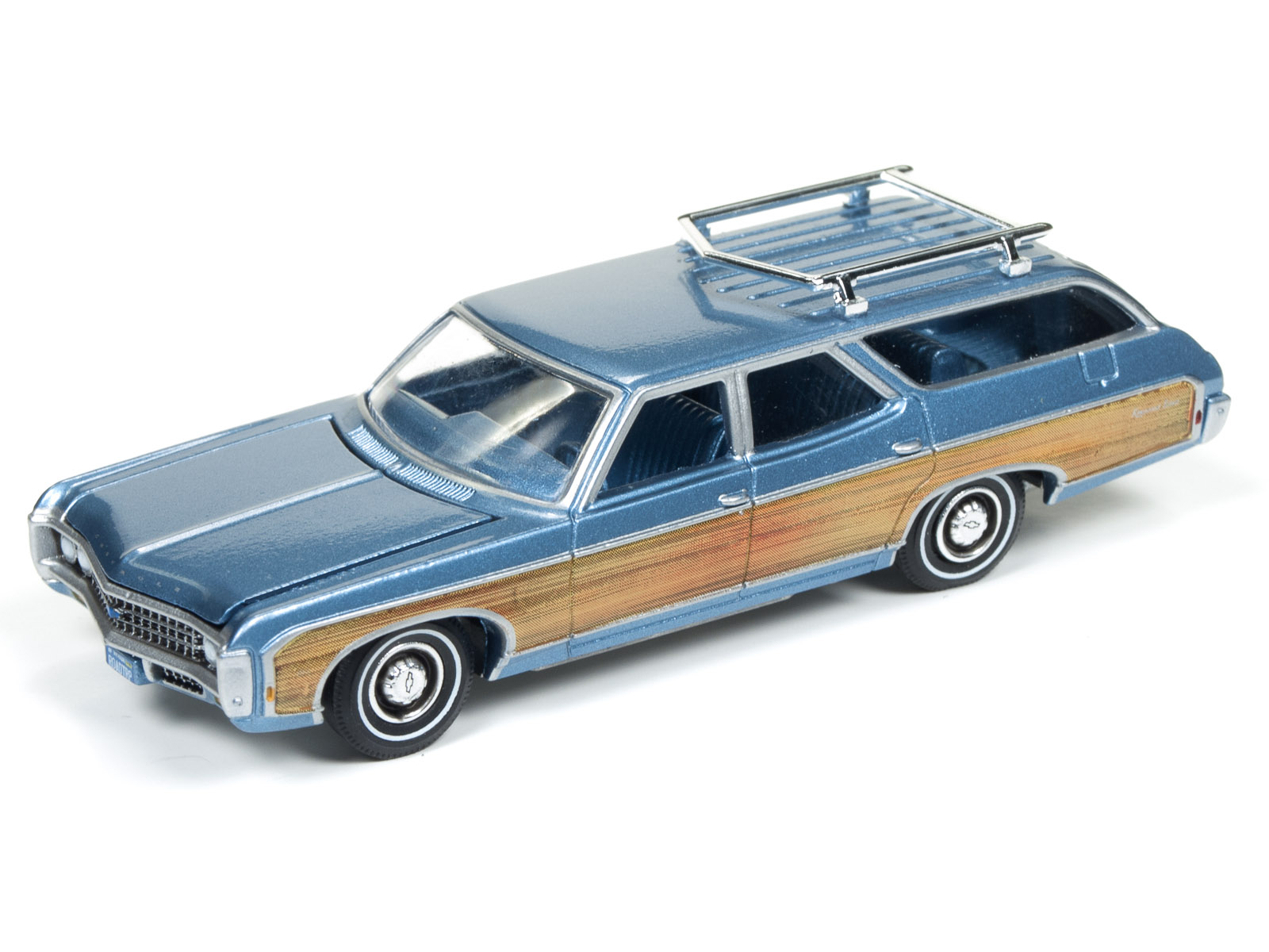 Auto World 1:64 Scale Blue 1969 Chevy Kingswood Estate Diecast Car