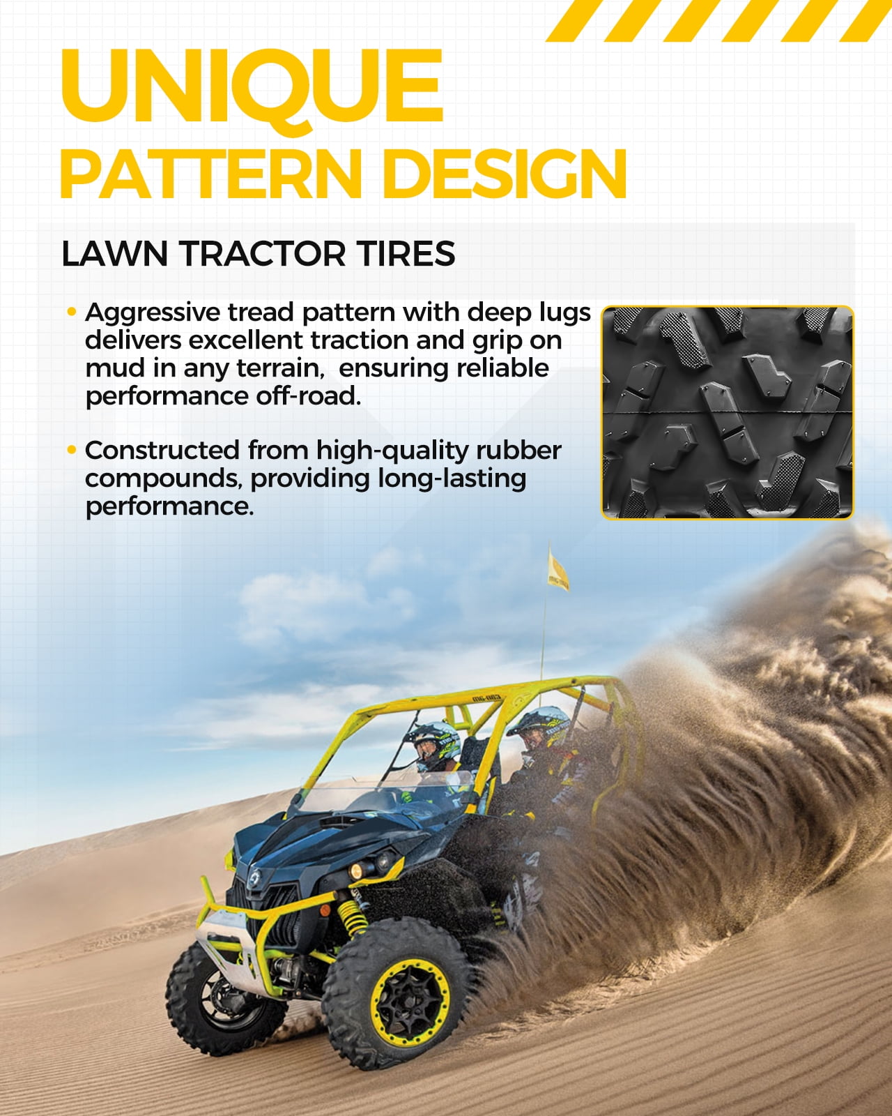25x10-12 ATV Tire, 25x10-12 6 -Ply Off-Road Tire for All-Terrain ATV/UTV, 2 Pack